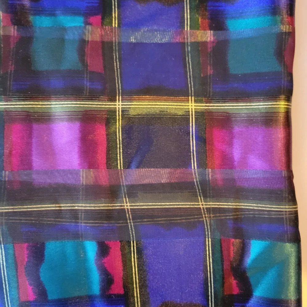 Vintage Elaine Gold Scarf ~ Jewel Tones 70s(?) & single clip earring ~ Art deco-